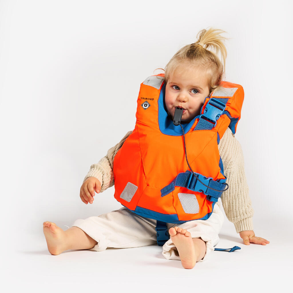 LJ100N easy baby life jacket for babies and infants 10-15 kg orange blue